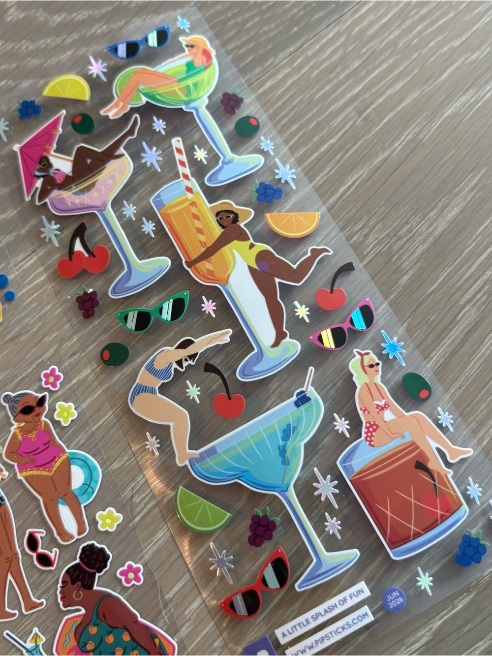 Colorful Poolside Summer Sticker Sheets - Yellow, Blue, Pink, Teal - Picture 2 of 11